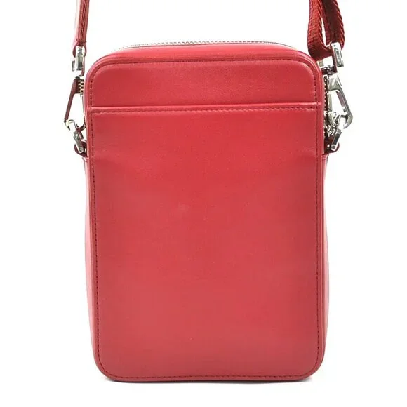Auth Christian Dior Crossbody Shoulder Bag Red Leather/Silvertone - Picture 3 of 13